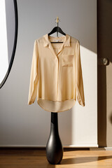 silk shirt on coat rack still life backstage