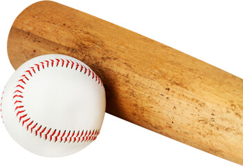 Baseball and baseball bat - isolated image