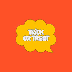 Yellow speech bubble with Halloween lettering isolated on red background. Vector illustration