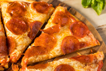 Homemade pepperoni PIzza in Slices