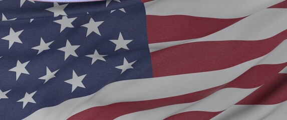 Waving flag of United States - Flag of America - 3D illustration