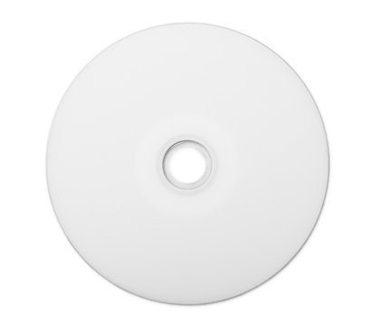Blank CD or DVD on white background.