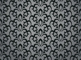 Flower geometric pattern. Seamless vector background. Black and gray ornament