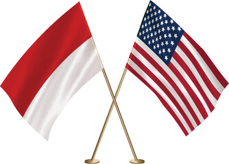 Monaco,US flag together.American,Monaco waving flag together