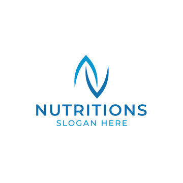 Letter N leaf nutrition logo