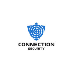 Blue connection shield security logo