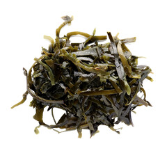 Fresh laminaria (kelp) seaweed isolated on white, top view