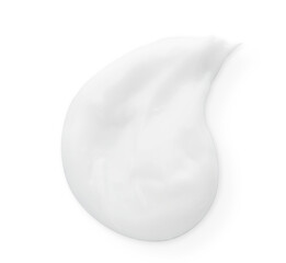 Sample of body cream on white background, top view