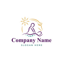 Massage logo with horse and sun logo