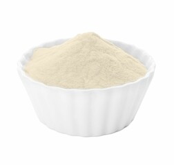 Bowl of agar-agar powder isolated on white