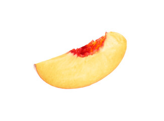 Slice of ripe peach isolated on white