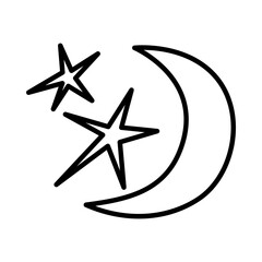 Vector doodle hand drawn illustration of a moon and stars