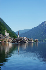 Obraz premium Hallstaetter lake in Upper Austria, the Austrian Alps