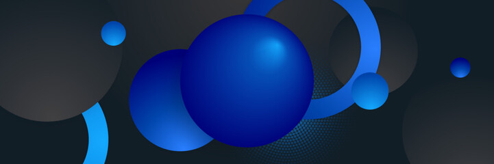 Abstract black blue banner with circle