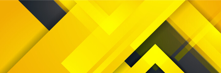 Abstract black yellow orange banner with square