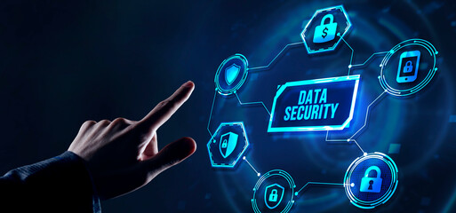 Internet, business, Technology and network concept. Cyber security data protection business technology privacy concept. Virtual button.