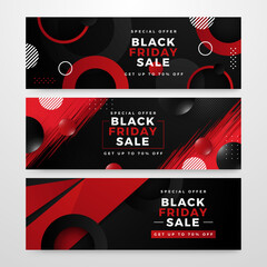 Black friday super sale banner. Black friday red and black abstract sale promotion banner. Universal vector background for sale poster, banners, flyers, card, advertising brochure