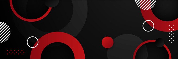 abstract black red banner with circle