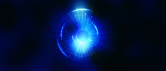 Obraz premium Dark tech abstract background with neon glow