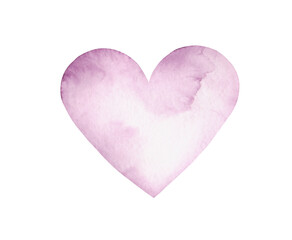 watercolor illustration of a gentle light lilac heart in a romantic mood for a holiday invitation postcard