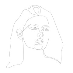 Onelineart. portrait of a girl, woman line art. Vector image.