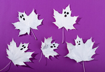 Halloween ghost from autumn leaves