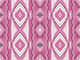 Fabric ikat seamless pattern geometric ethnic traditional ,Batik fabric illustration embroidery embroidery style.