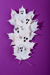 Halloween ghost from autumn leaves