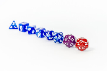 Dice for playing dnd and rpg. dice set of dice for fantasy tabletop games. Twenty-Sided die in...
