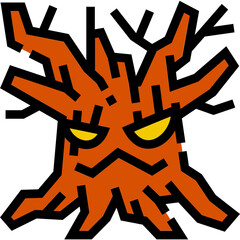 horror tree devil character filled outline icon