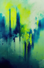 abstract background with blue green leaking paint