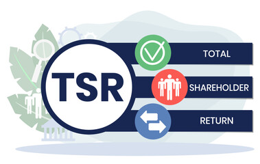 TSR - Total Shareholder Return. business concept background. vector illustration concept with keywords and icons. lettering illustration with icons for web banner, flyer, landing page, presentation