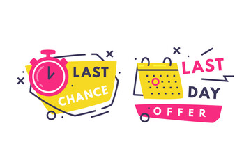Hot Sale and Last Offer Promo Sticker and Label Vector Set