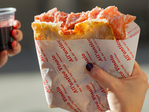All'Antico Vinaio in Florence, Italy.