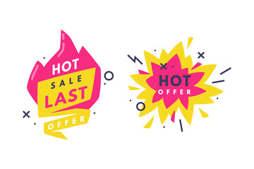 Hot Sale and Last Offer Promo Sticker and Label Vector Set