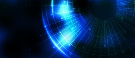 Dark tech abstract background with neon glow