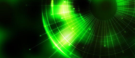Dark tech abstract background with neon glow