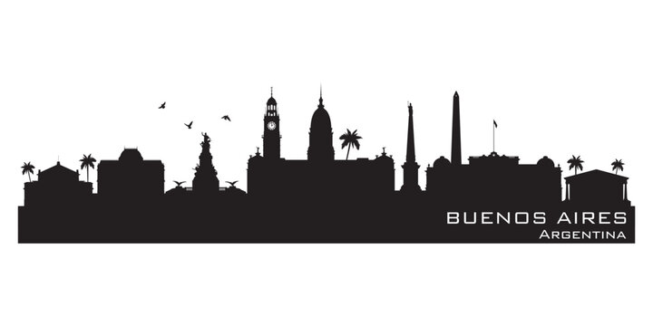 Buenos Aires Argentina City Skyline Vector Silhouette