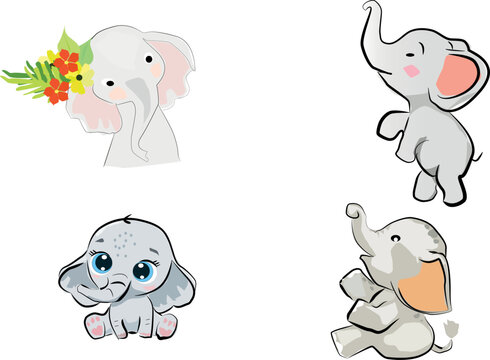 cute elephant image , vector , beautiful elephants , attractive , cartoon , elephants images  