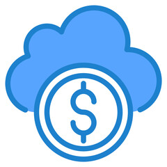 Money cloud blue style icon