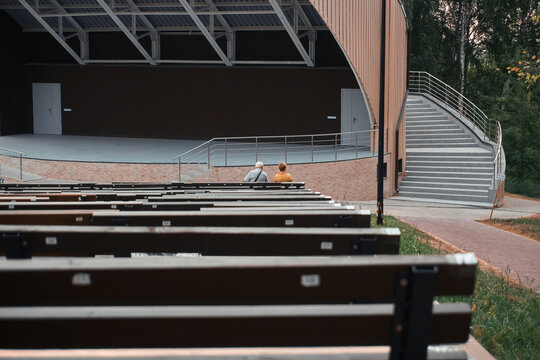 A concert venue, a stage for performances and various kinds of performances. Observation places, benches. General plan