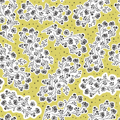 Seamless vector pattern of the dry herbs. Fennel flowers hand drawn. Textile background with dill, wildflowers and plants