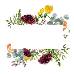 A flower frame dahlia anemone watercolor banner