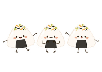 Onigiri vector. Onigiri on white background. Onigiri mascot.