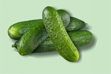 Organic fresh ripe green cucumbers vegetables