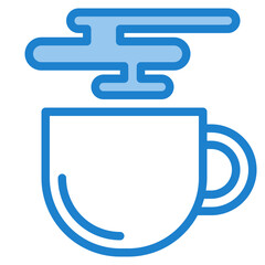 Hot coffee cup blue style icon