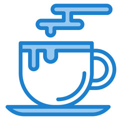 Hot coffee cup blue style icon