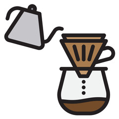 Drip coffee color line style icon