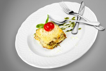 Tasty fresh traditional lasagna with meat