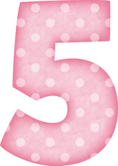 Number 5 Polka Dot alphabet in pink tone